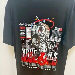 Motivational “Believe in Yourself” Graphic Black T-Shirt Adult M Never Worn